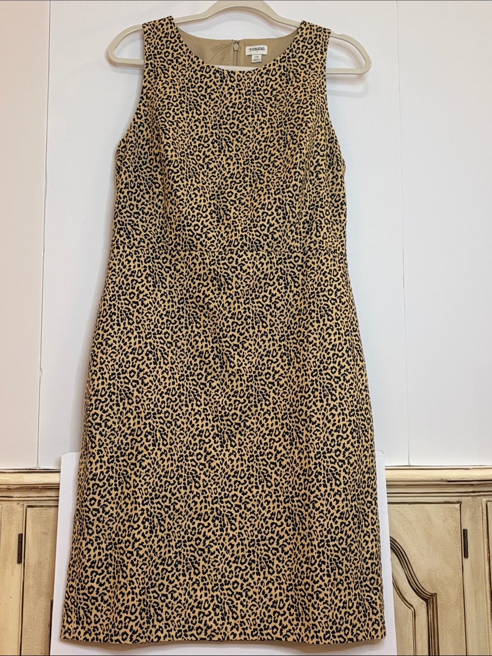 EUC J. Crew Leopard Print Midi Sheath Dress in Tan and Black - Picture 3 of 14
